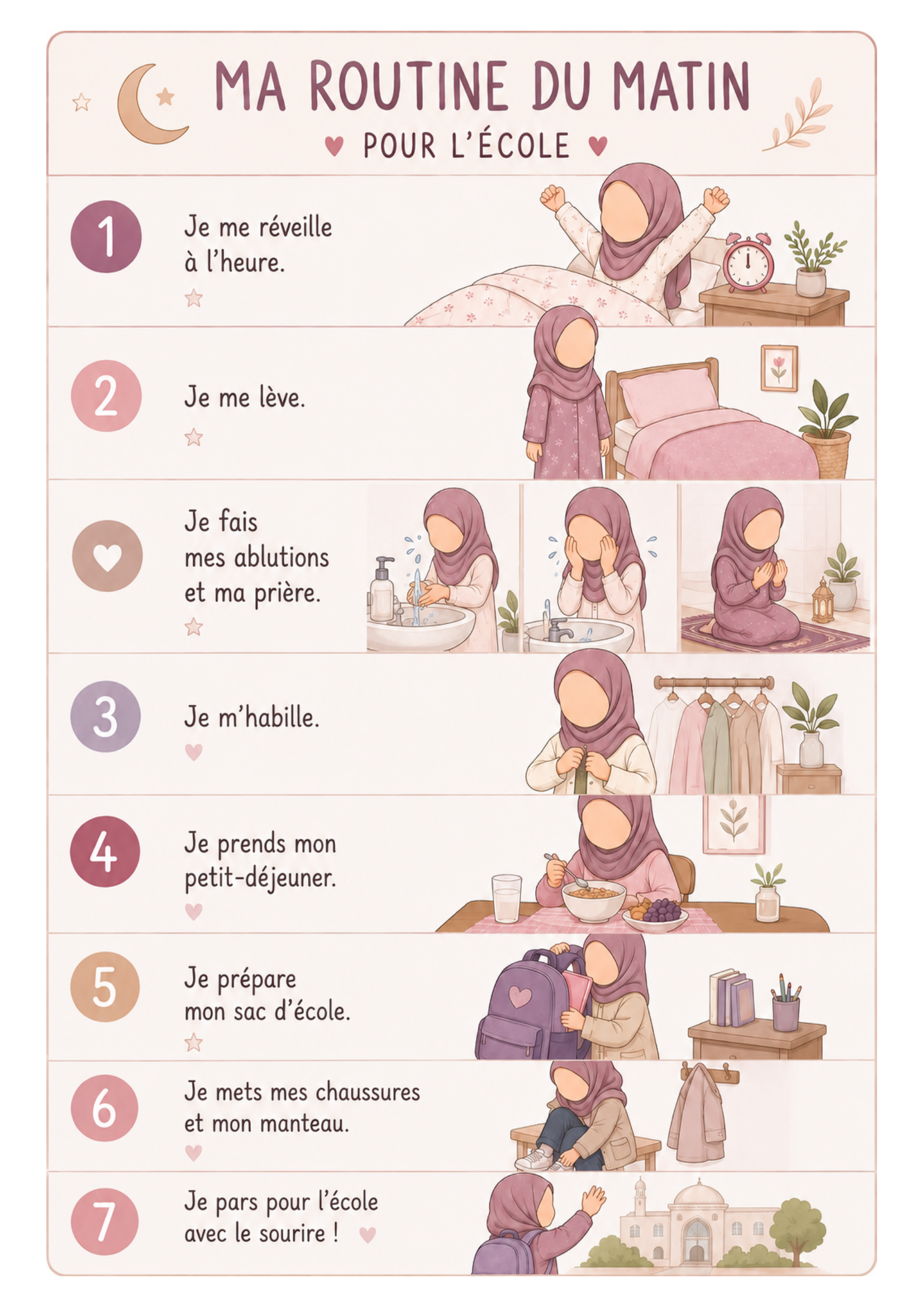 Affiche Ma Routine du Matin pour l'École